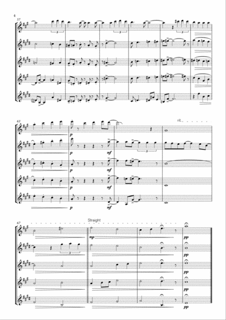 Isn't She Lovely Woodwind Quartet scores gallery preview page 4
