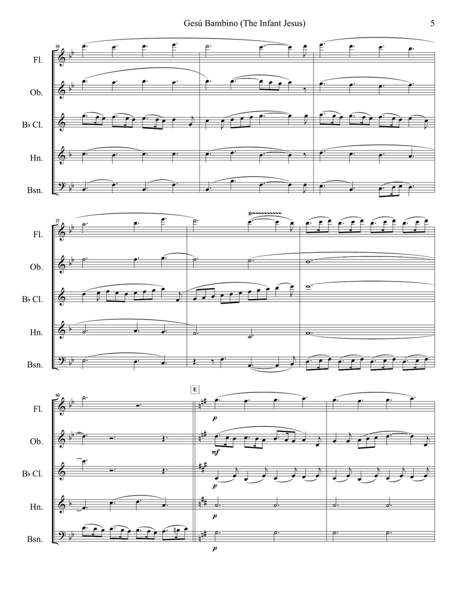 Gesu Bambino (Infant Jesus) for Woodwind Quintet Gesu Bambino (Infant Jesus) for Woodwind Quintet Woodwind Quintet scores gallery preview page 6