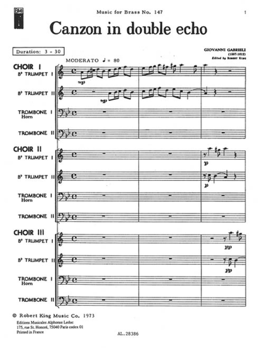 Canzon En Double Echo (3 Ensembles) (ensemble-brass 8 Or More)