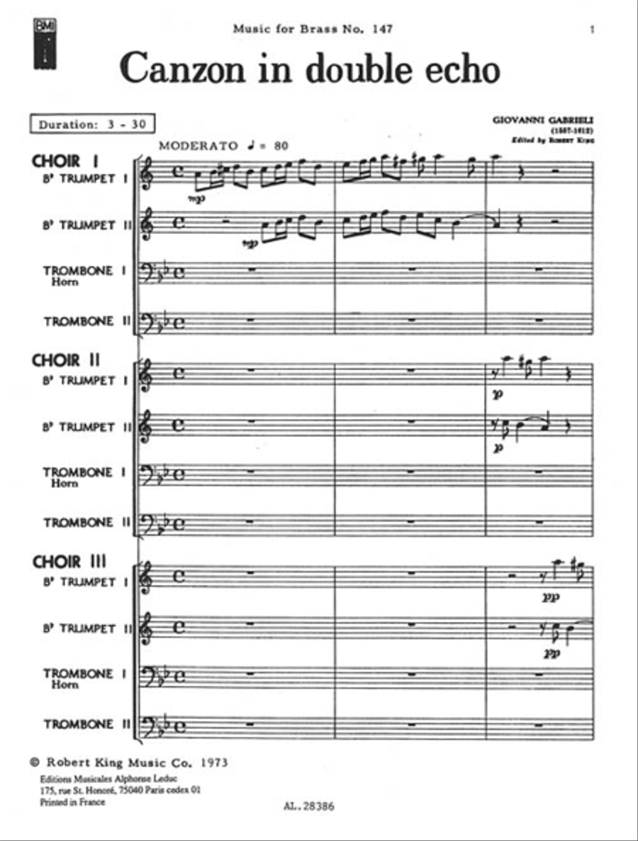 Canzon En Double Echo (3 Ensembles) (ensemble-brass 8 Or More)