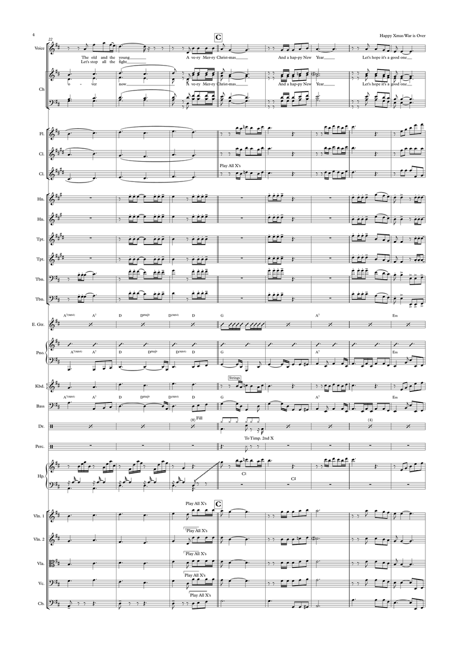 Happy Xmas (war Is Over) Full Orchestra scores gallery preview page 4