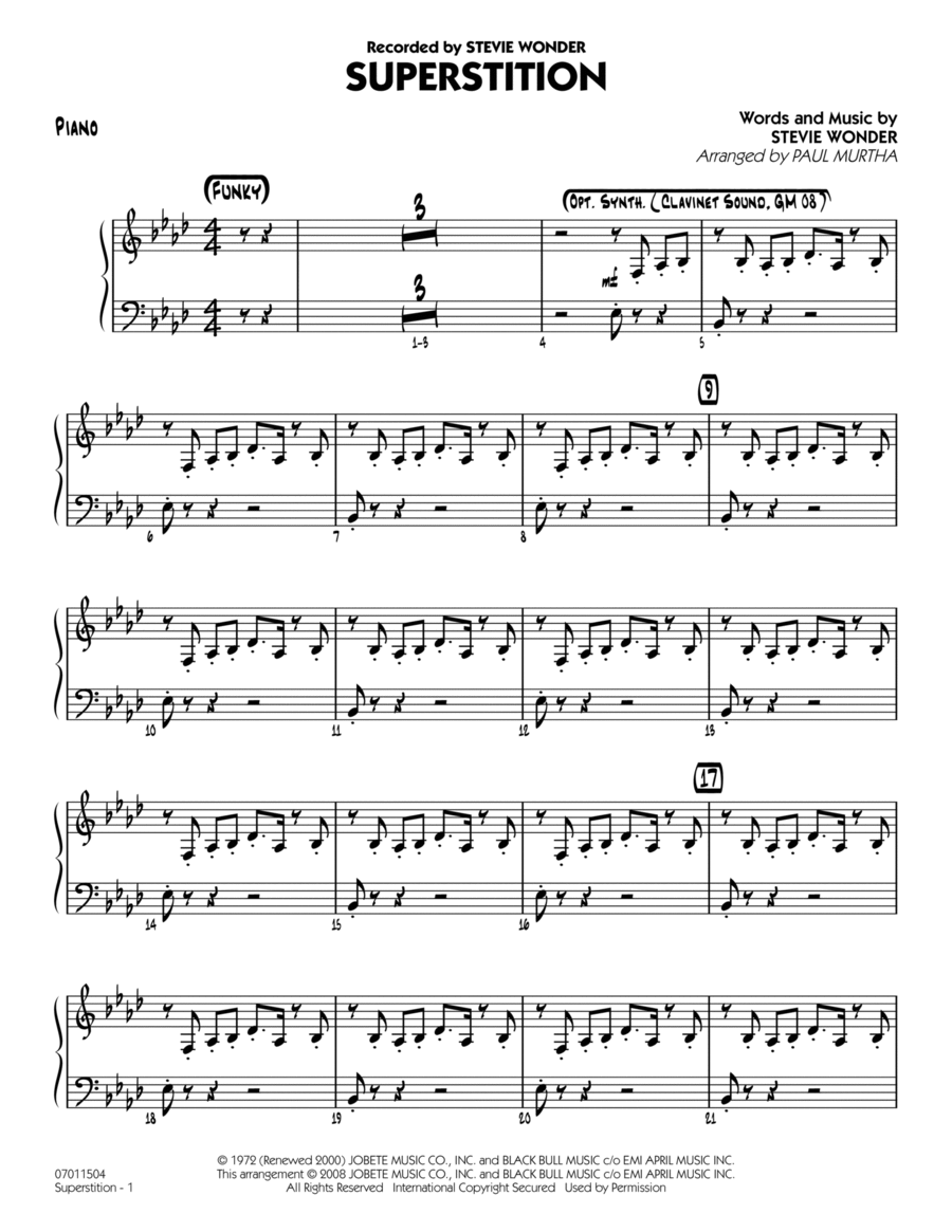 Superstition - Piano Jazz Ensemble scores gallery preview page 1