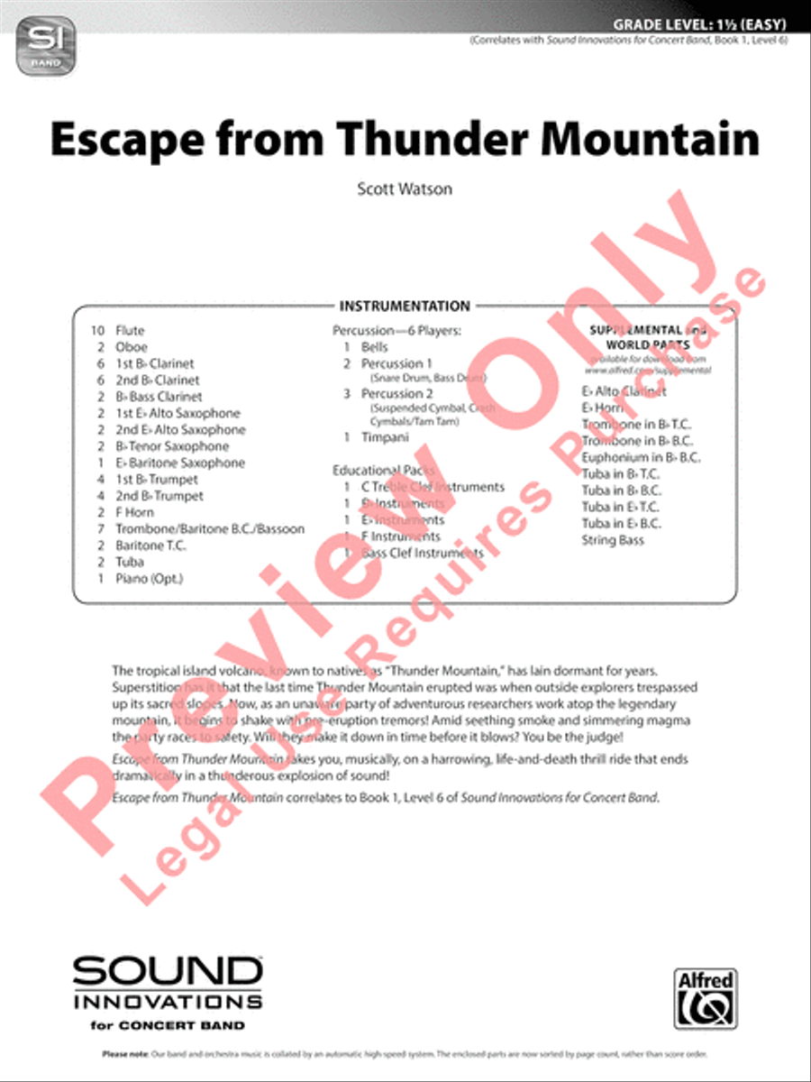 Escape from Thunder Mountain Concert Band scores gallery preview page 2