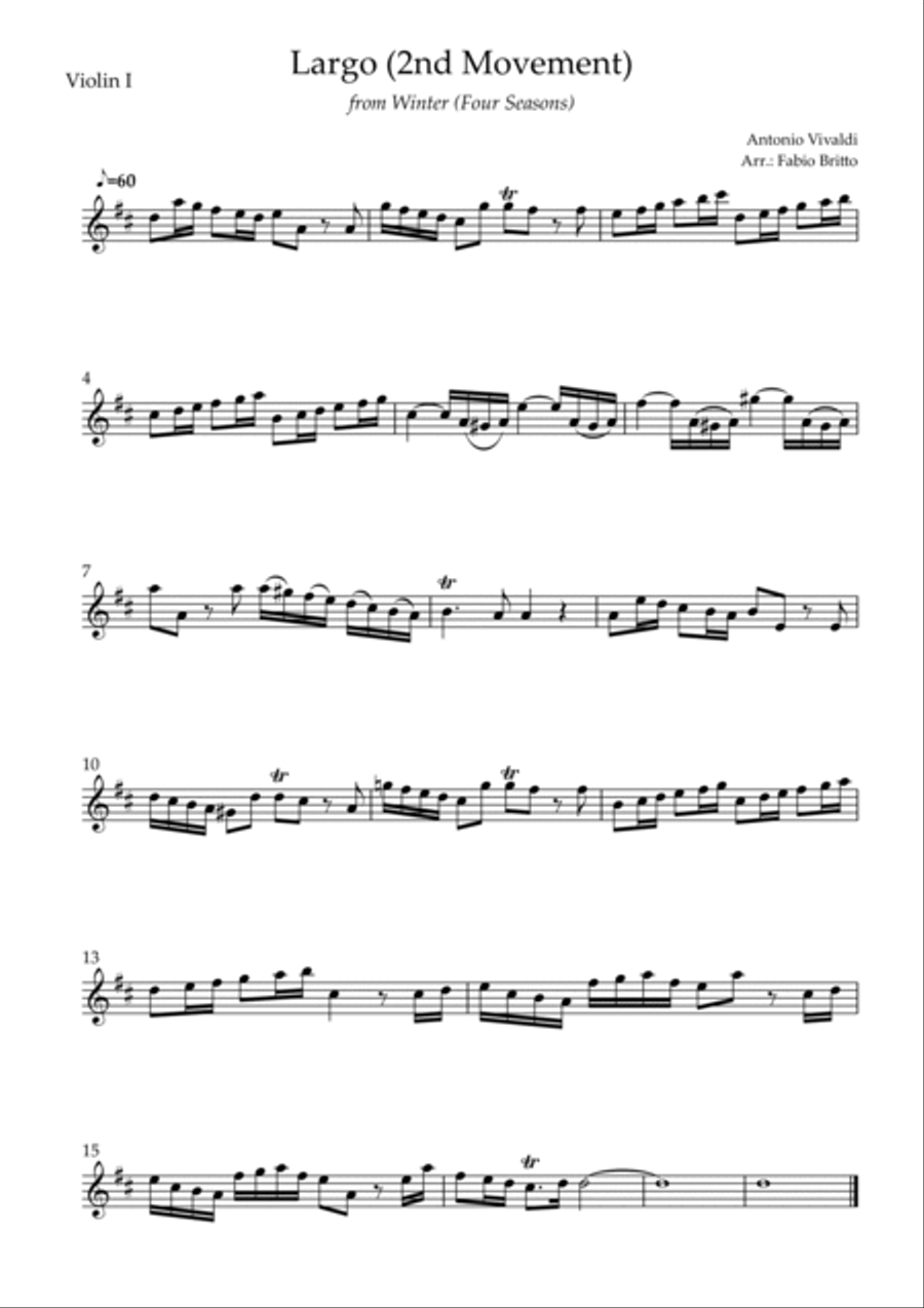 Largo from Winter (Antonio Vivaldi) for String Quartet String Quartet scores gallery preview page 3