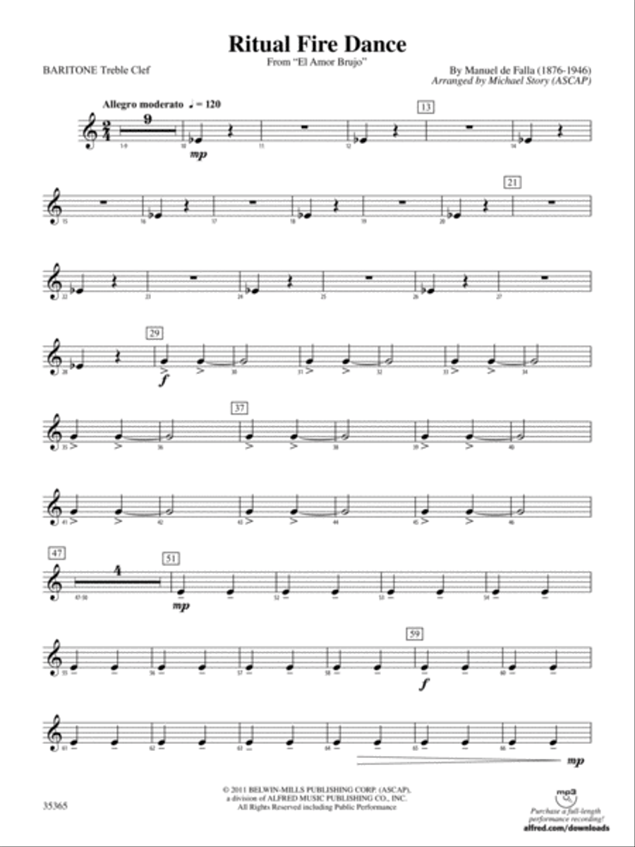 Ritual Fire Dance (From El Amor Brujo): Baritone T.C. Concert Band scores gallery preview page 1