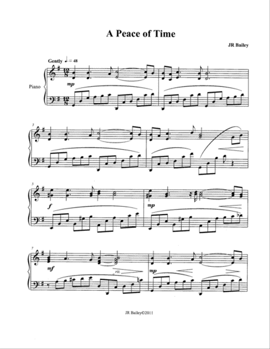 A Peace of Time Piano Solo scores gallery preview page 1