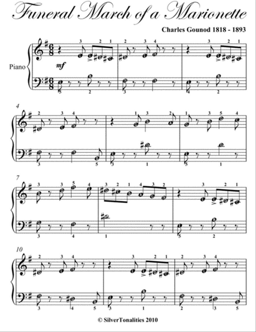 Funeral March of a Marionette Easy Piano Sheet Music Easy Piano scores gallery preview page 2