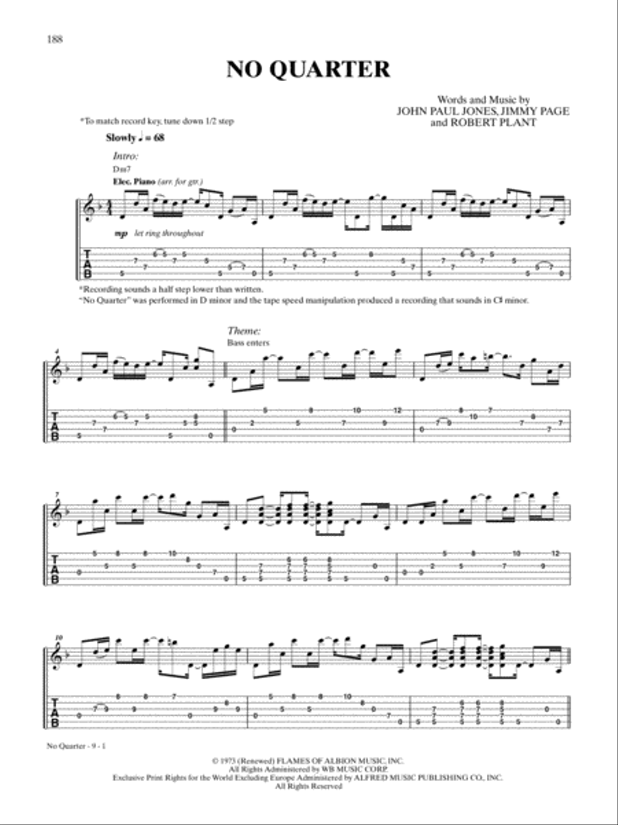 No Quarter Guitar Tablature scores gallery preview page 1