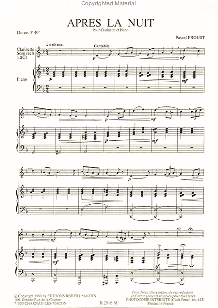 Après la nuit Après la nuit Clarinet Solo scores gallery preview page 2
