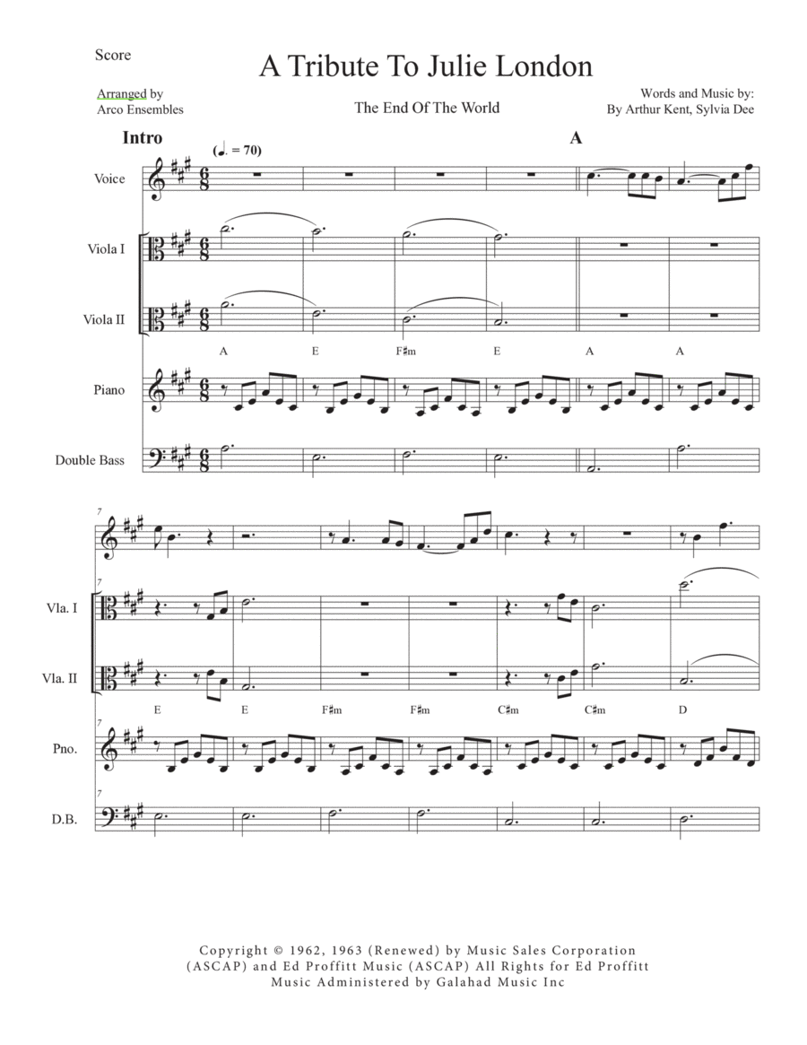 The End Of The World - Score Only Chamber Music scores gallery preview page 1