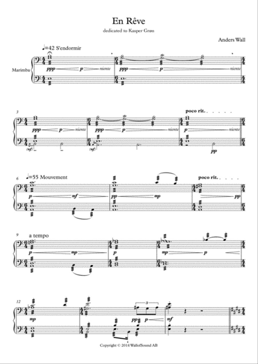 En Rêve for Solo Marimba Marimba scores gallery preview page 2