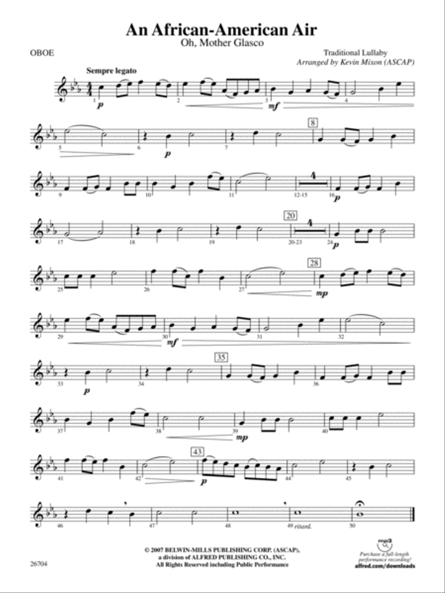 An African-American Air: Oboe Concert Band scores gallery preview page 1