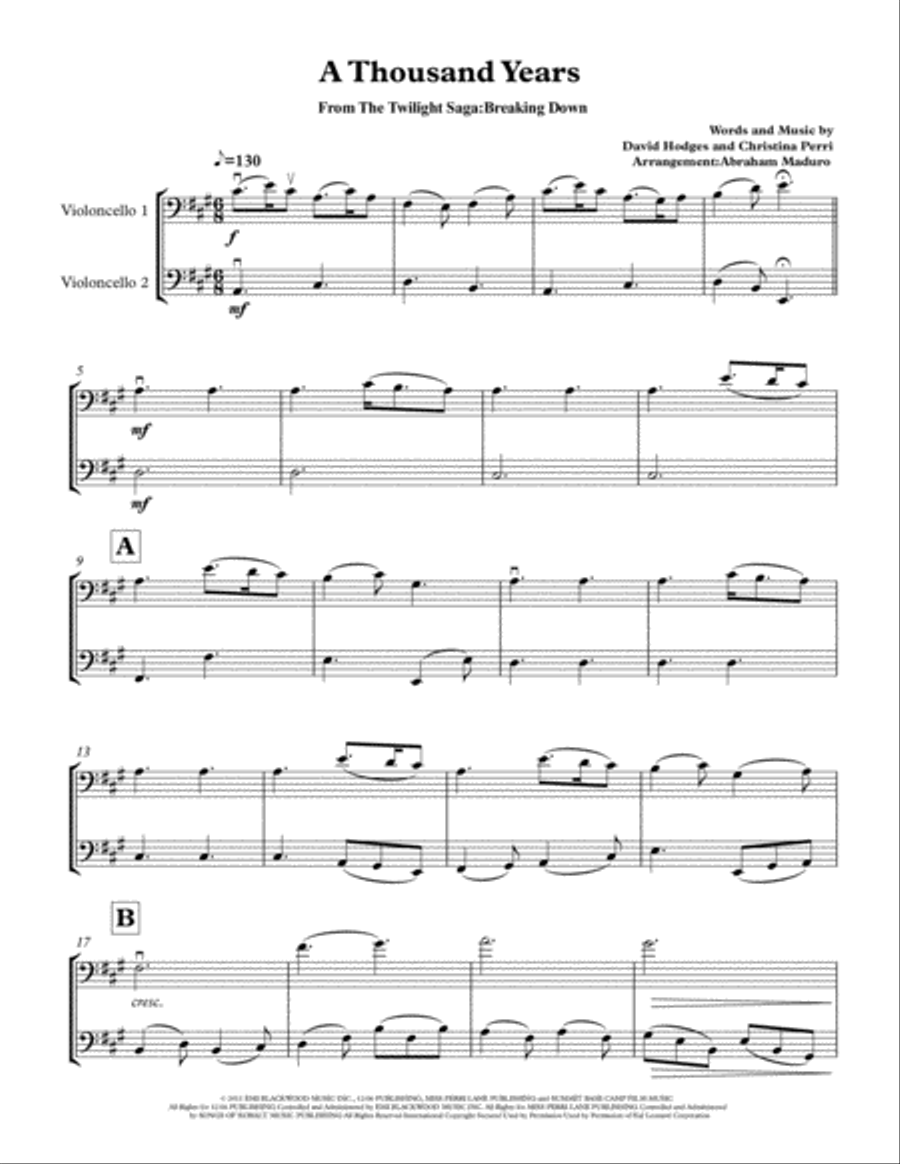 A Thousand Years A Thousand Years String Duet scores gallery preview page 1