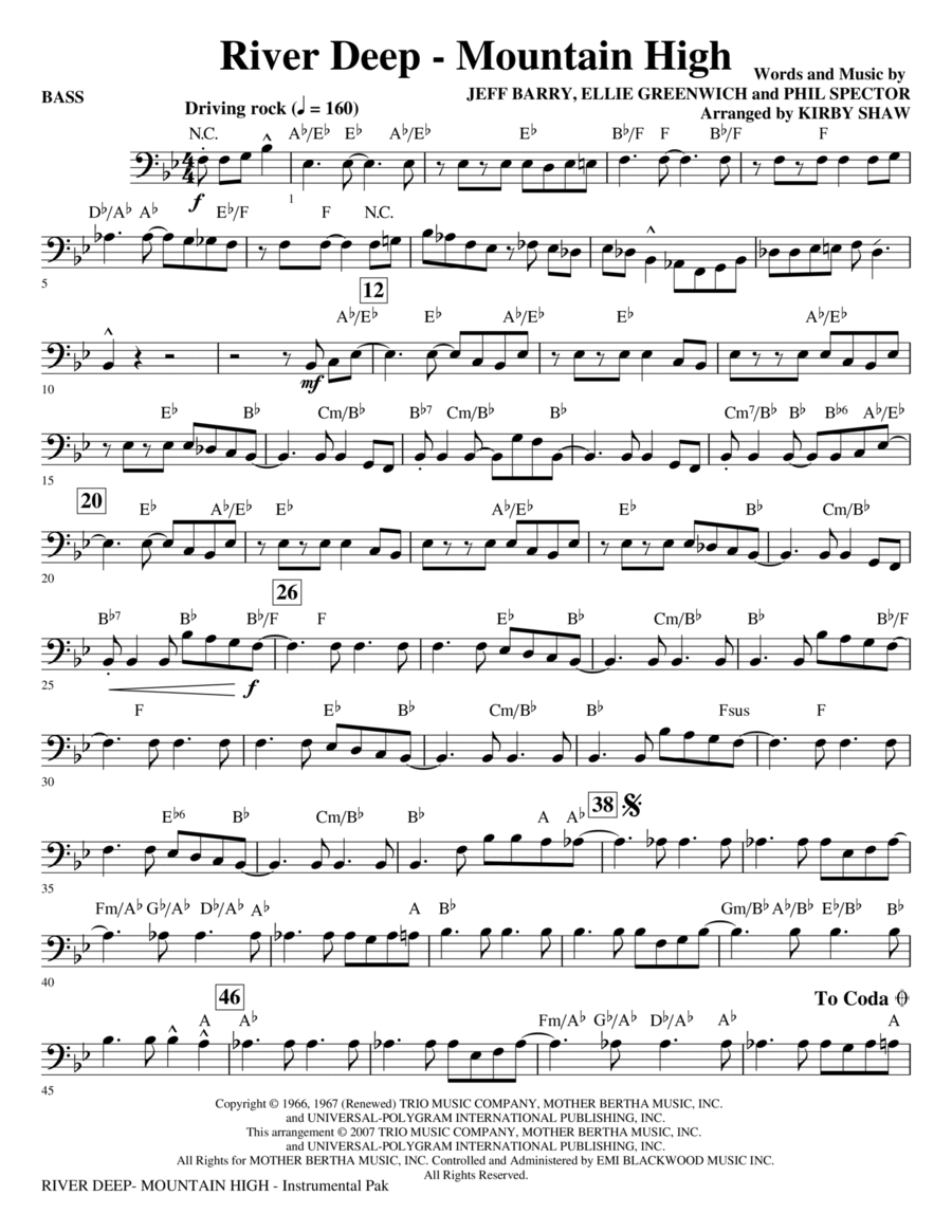 River Deep - Mountain High (arr. Kirby Shaw) - Bass Choir scores gallery preview page 1