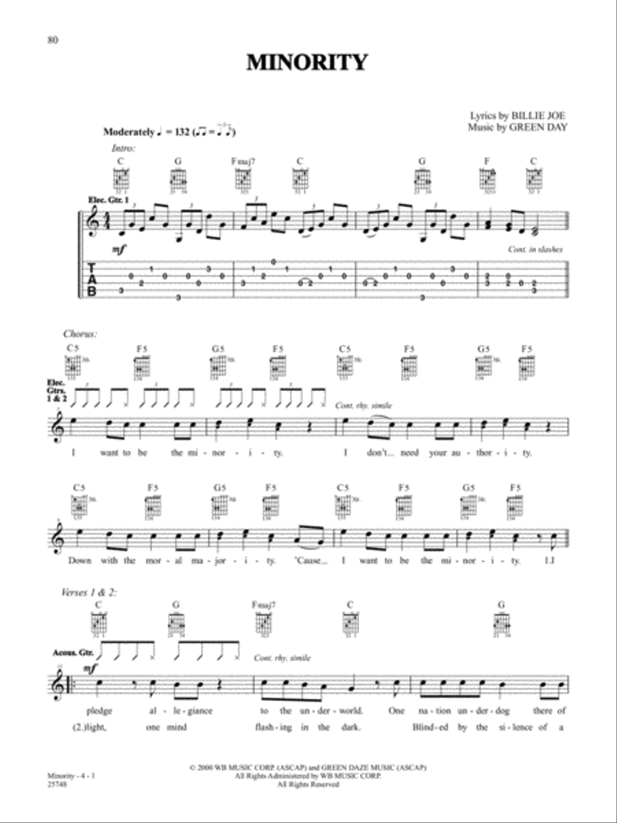 Minority (Live Version) Guitar Tablature scores gallery preview page 1
