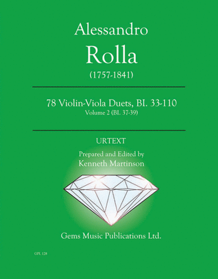 Book cover for 78 Violin-Viola Duets, BI. 33-110 Volume 2 (BI. 37-39)