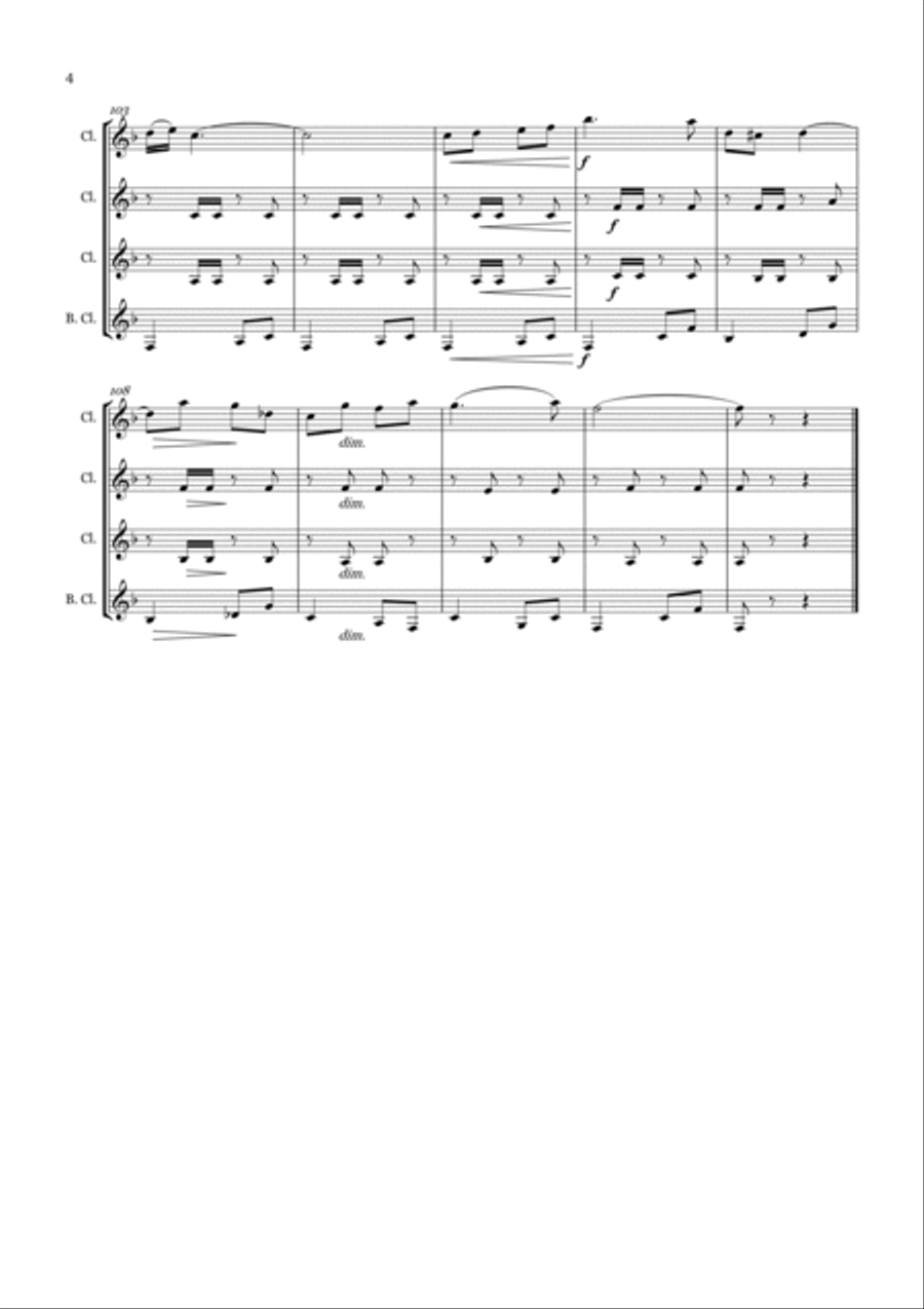La Entra de la Mutra Pasodoble for Clarinet Quartet Clarinet Quartet scores gallery preview page 4