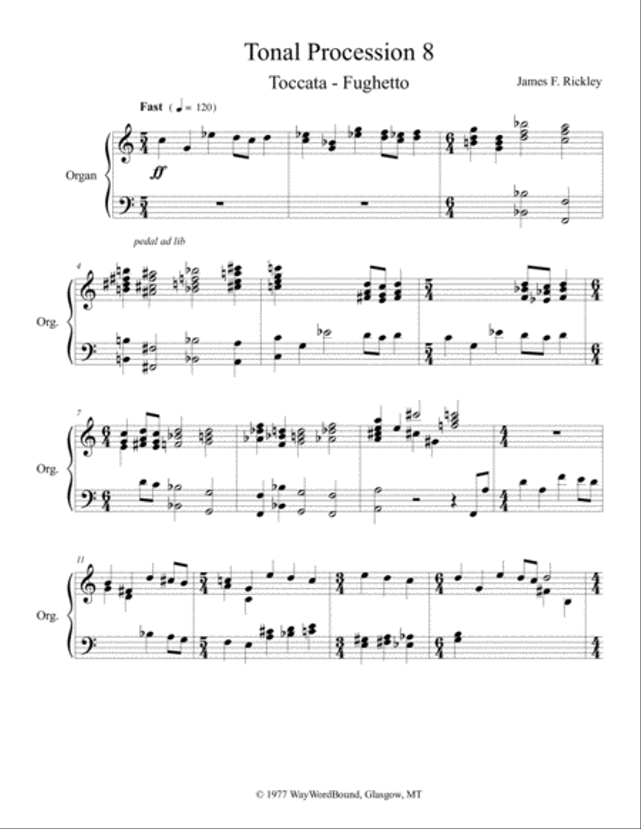 Tonal Procession 8 Toccata Fughetto Piano Solo scores gallery preview page 1