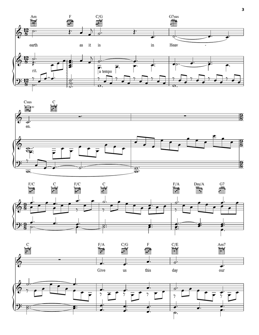 The Lord's Prayer Piano, Vocal, Guitar scores gallery preview page 3