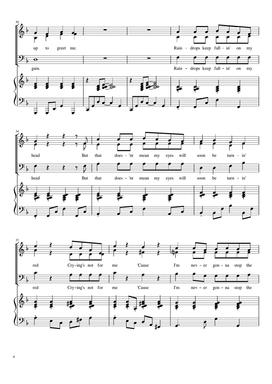 Raindrops Keep Fallin' On My Head 3-Part scores gallery preview page 4