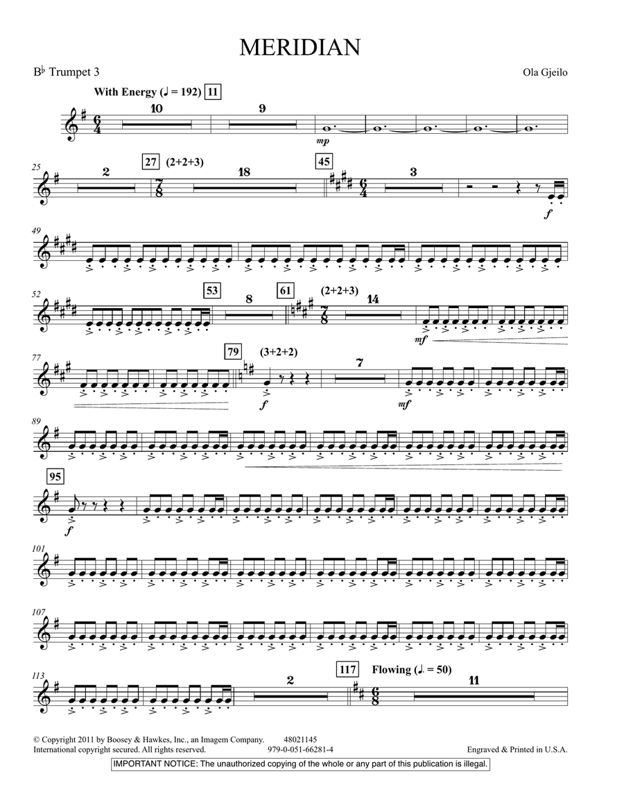Meridian - Bb Trumpet 3 Meridian - Bb Trumpet 3 Concert Band scores gallery preview page 1