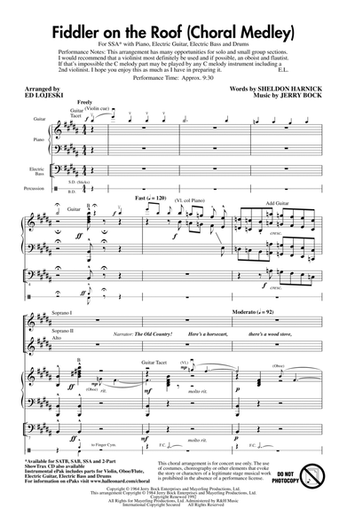 Fiddler On The Roof (Choral Medley) (arr. Ed Lojeski)