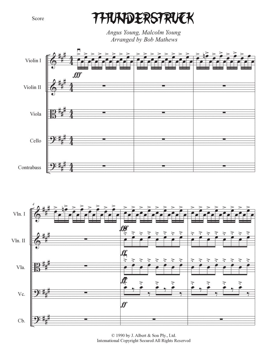 Thunderstruck String Orchestra scores gallery preview page 1