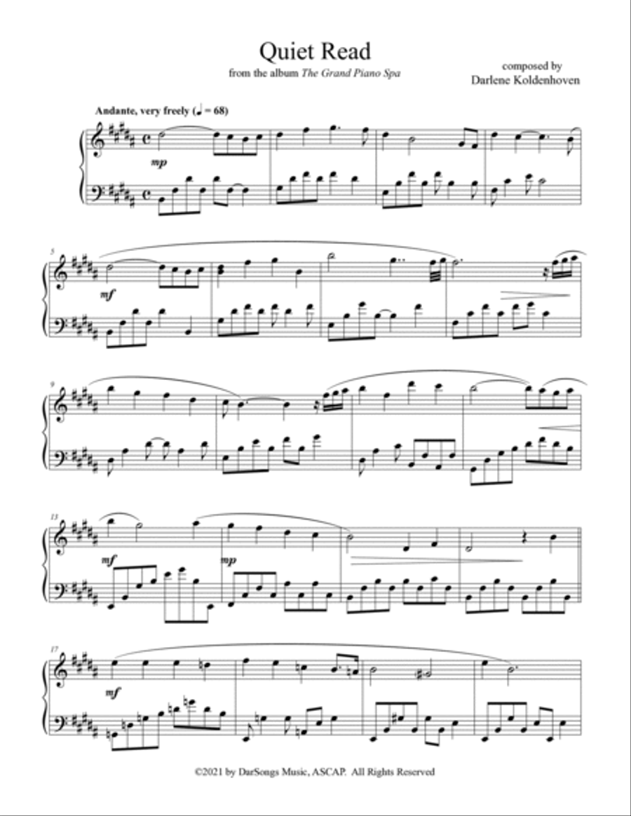 Quiet Read Piano Solo scores gallery preview page 2