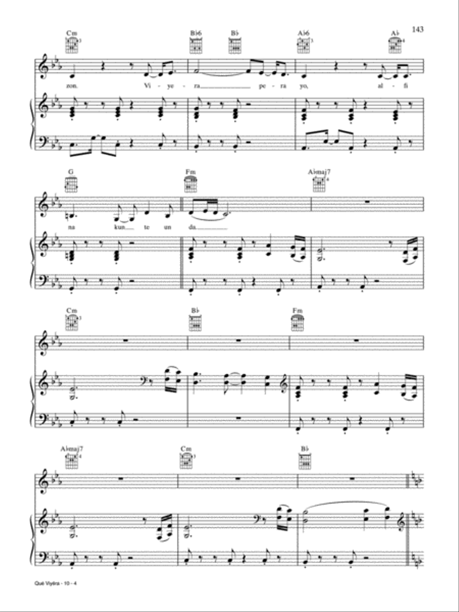 Qué Viyéra Piano, Vocal, Guitar scores gallery preview page 4