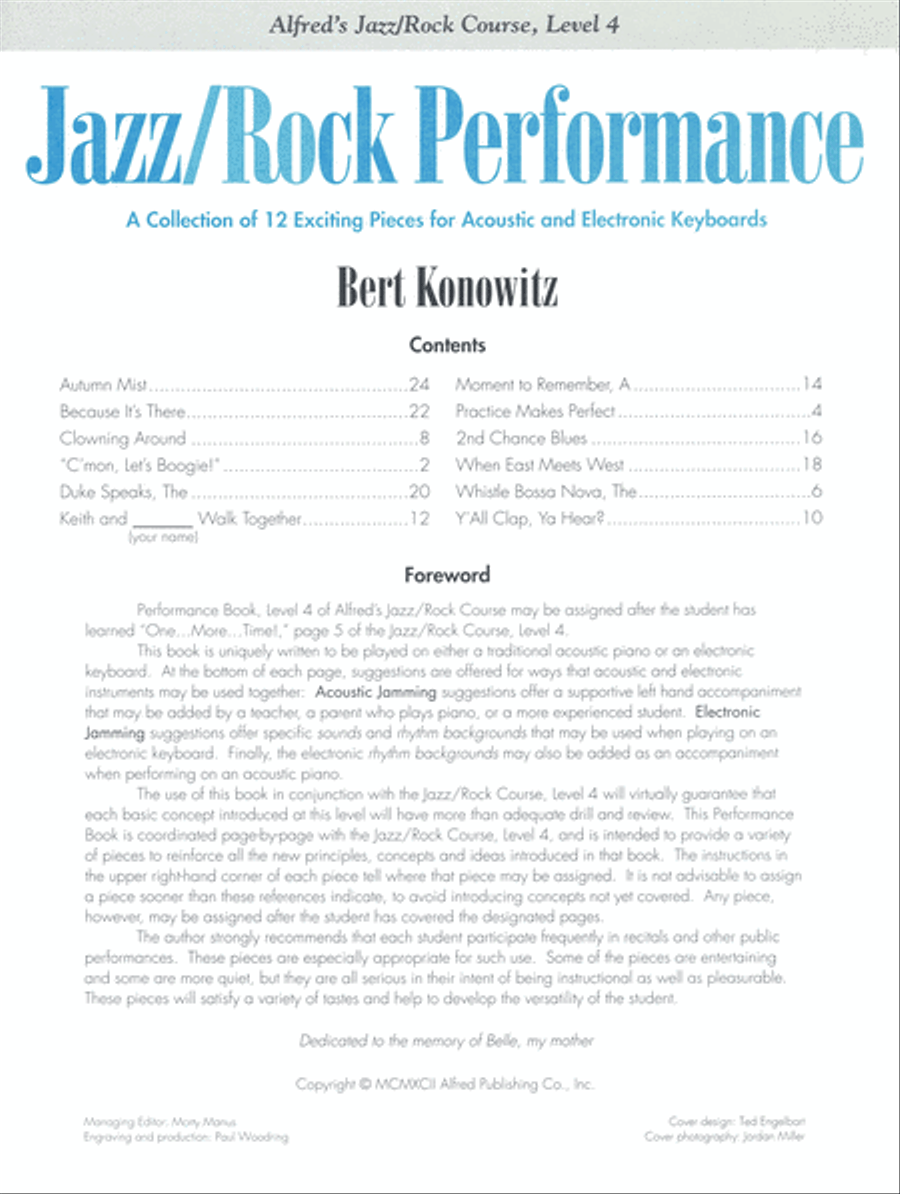 Alfred's Basic Jazz/Rock Course: Performance, Level 4 Piano Method scores gallery preview page 2