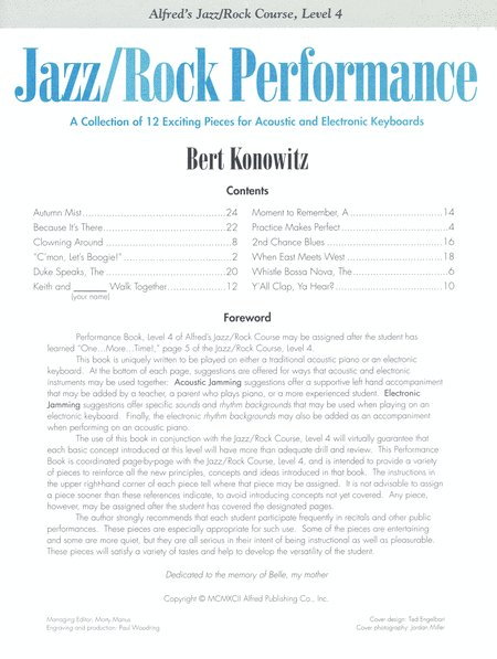 Alfred's Basic Jazz/Rock Course: Performance, Level 4
