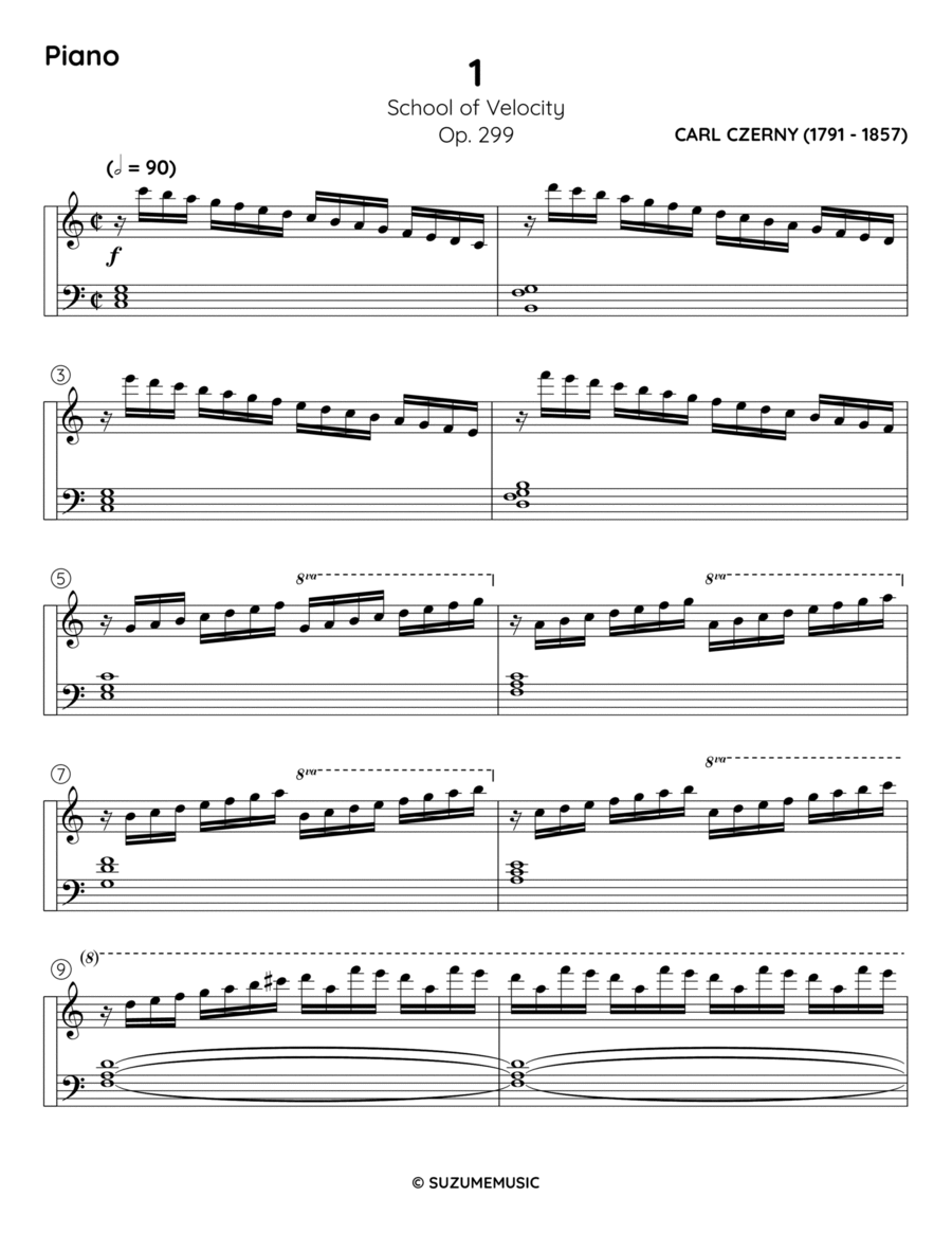 School of Velocity - Op. 299 - #1 Piano Solo scores gallery preview page 1
