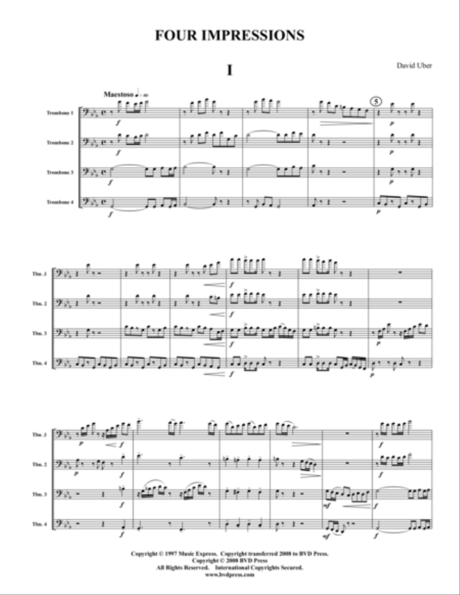 Four Impressions (Suite) Four Impressions (Suite) Trombone Quartet scores gallery preview page 1