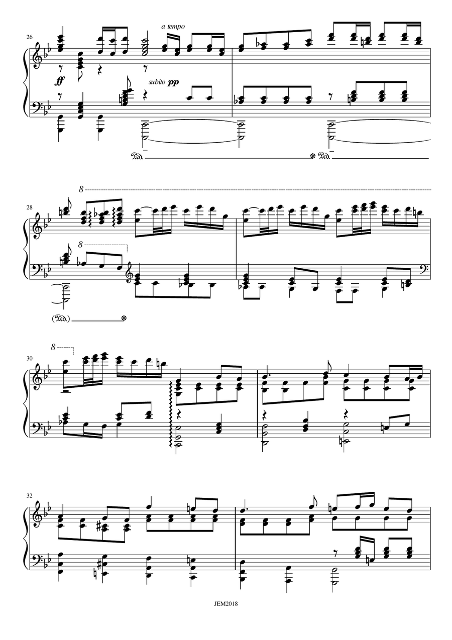 J. S. Bach, Schafe können sicher weiden BWV 208, arrangment / transcription for piano by Jaap Eilan Piano Solo scores gallery preview page 3