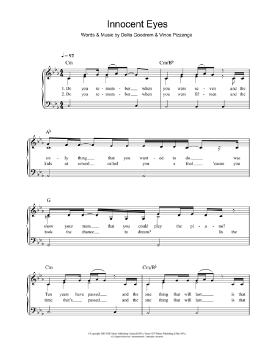 Innocent Eyes Innocent Eyes Voice scores gallery preview page 1
