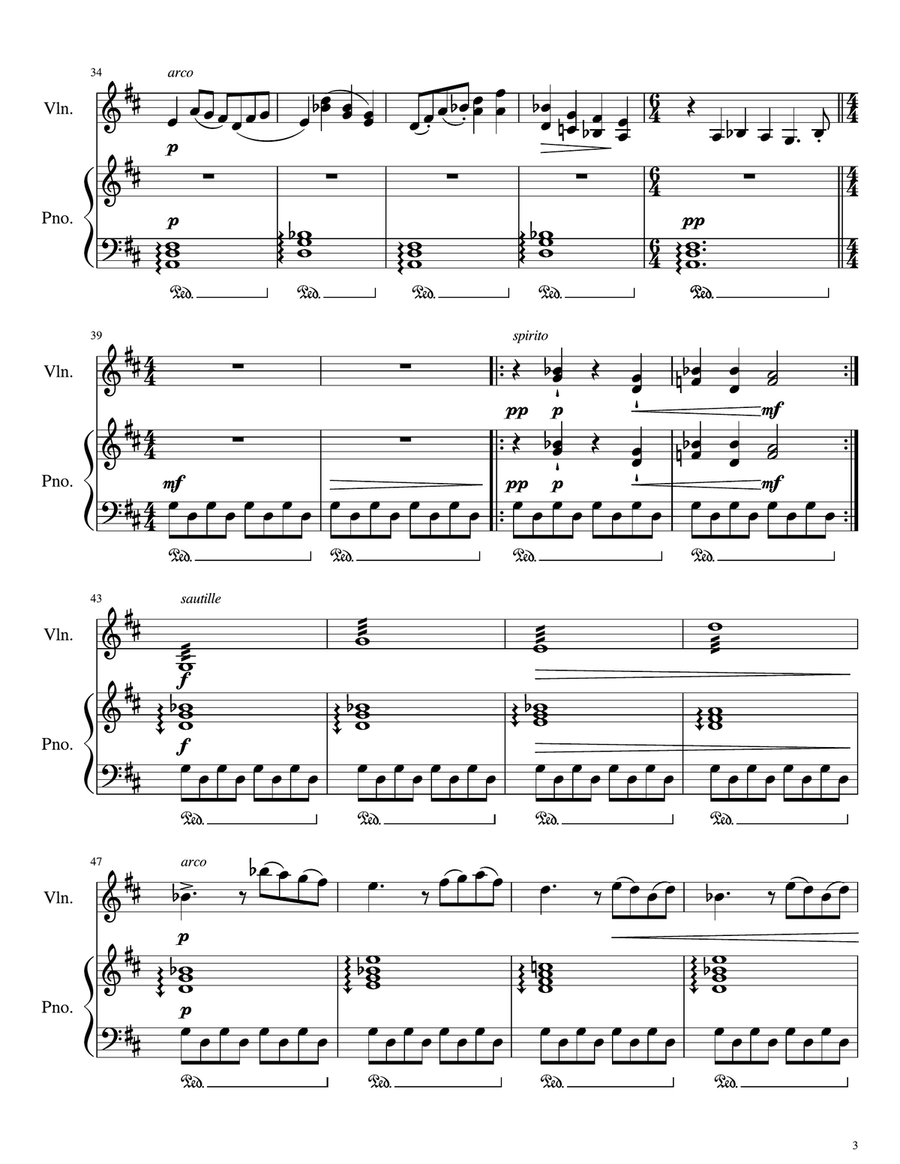 Daytime Nocturne for Solo Violin with Piano Violin Solo - Digital Sheet Music page 3