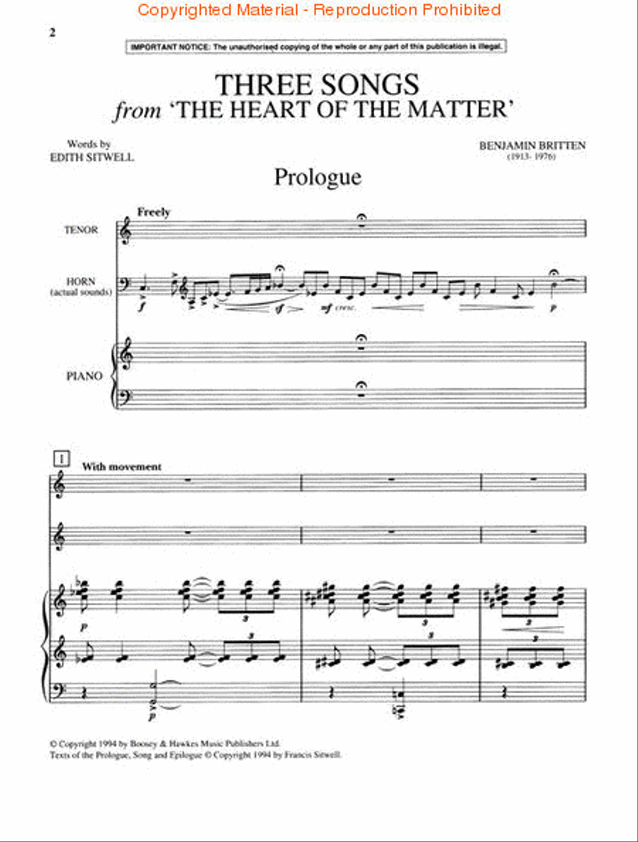 Three Songs from The Heart of the Matter Voice scores gallery preview page 2