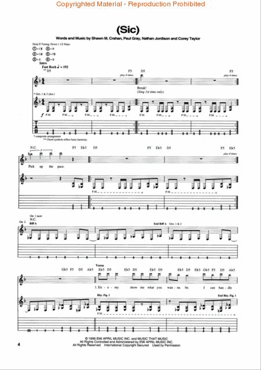 Slipknot Slipknot Electric Guitar scores gallery preview page 2