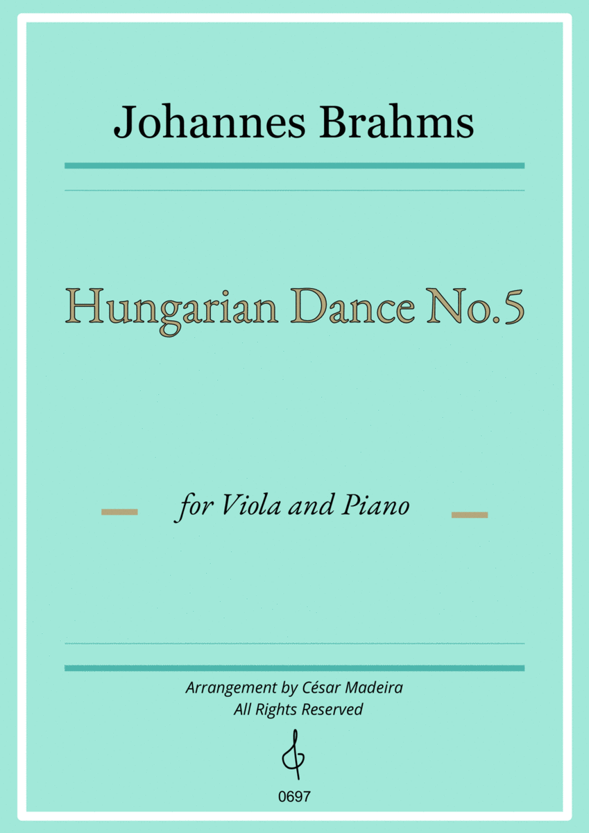 Hungarian Dance No.5 by Brahms - Cello and Piano (Full Score) image number null