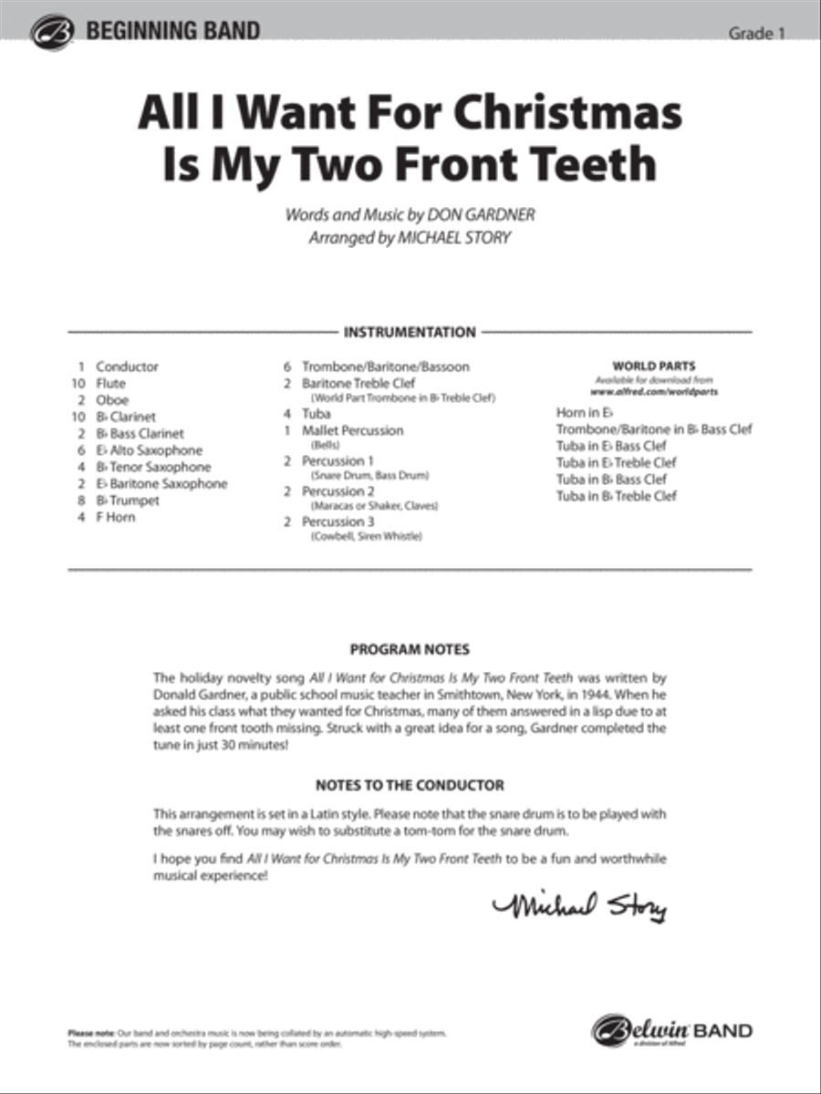 All I Want for Christmas Is My Two Front Teeth: Score Concert Band scores gallery preview page 1