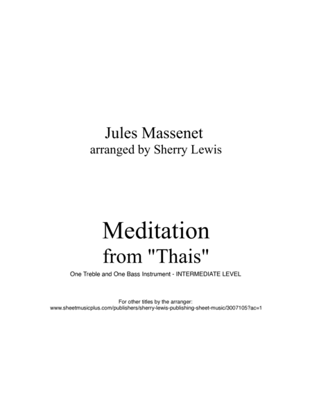 MEDITATION from 'THAIS' for Duo for String Duo of violin and cello, Woodwind Duo, any combination of image number null
