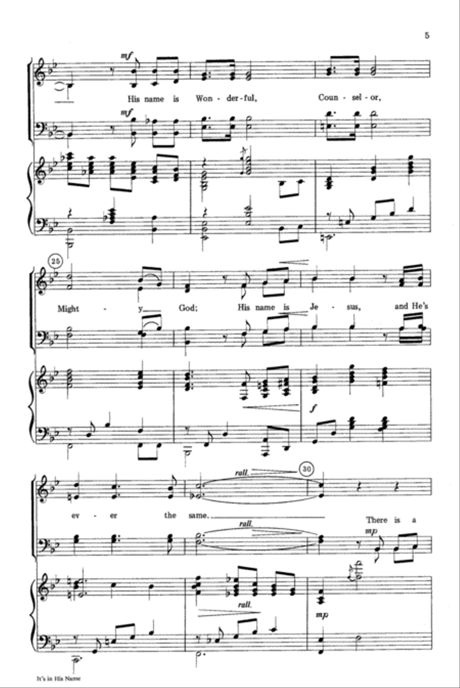It's in His Name 4-Part scores gallery preview page 4