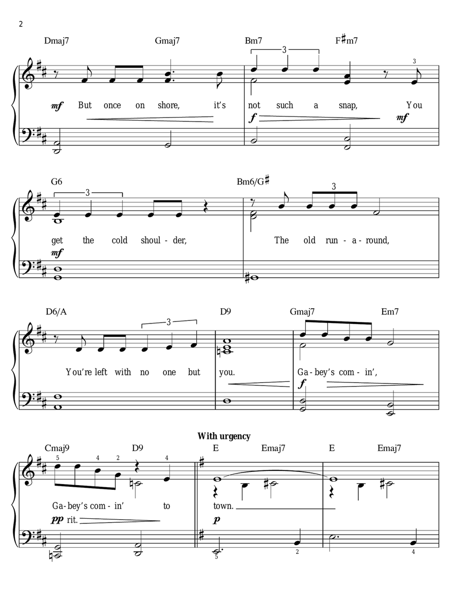 Lonely Town (from On the Town) Easy Piano scores gallery preview page 2