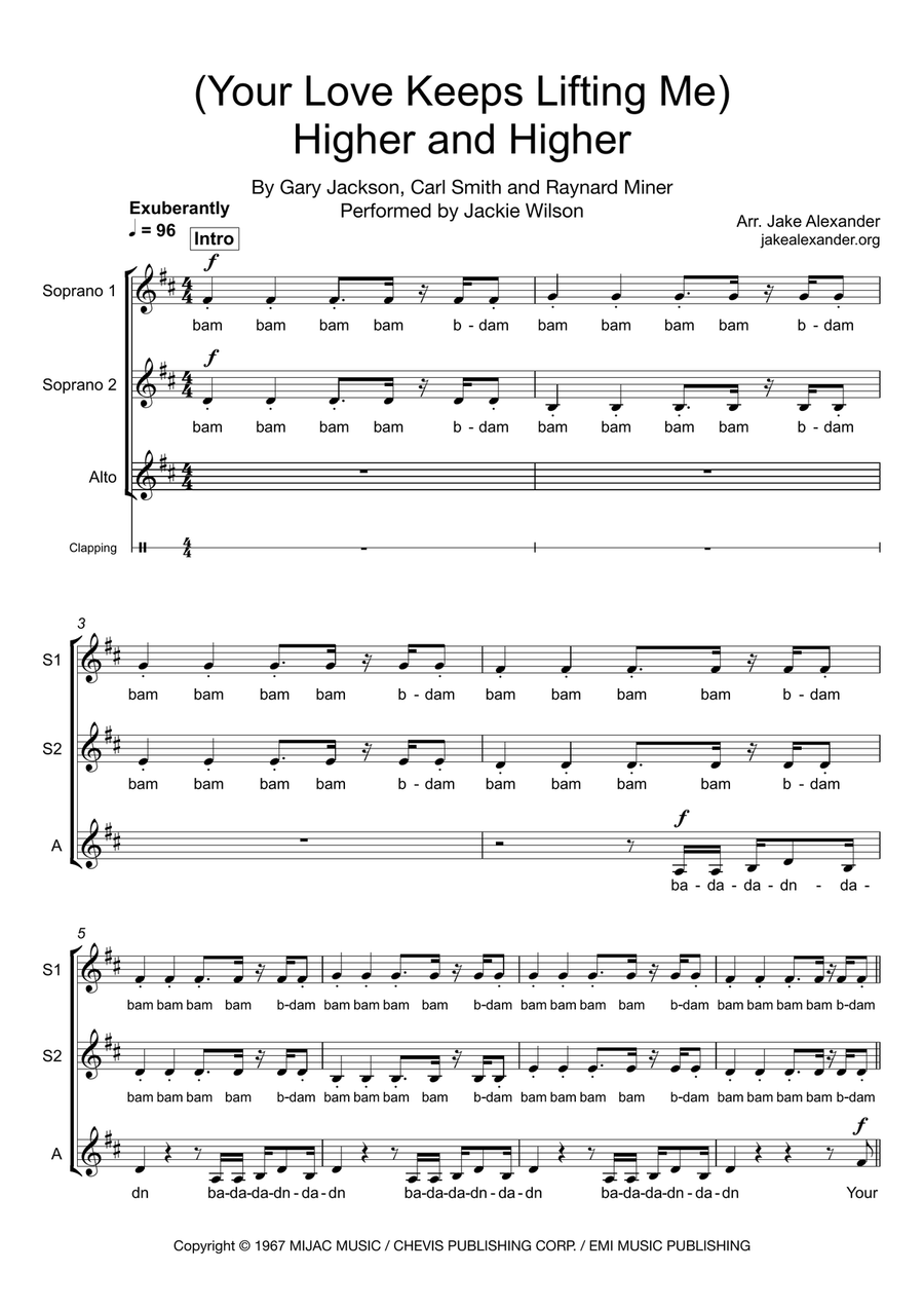 (your Love Has Lifted Me) Higher And Higher SSA scores gallery preview page 1