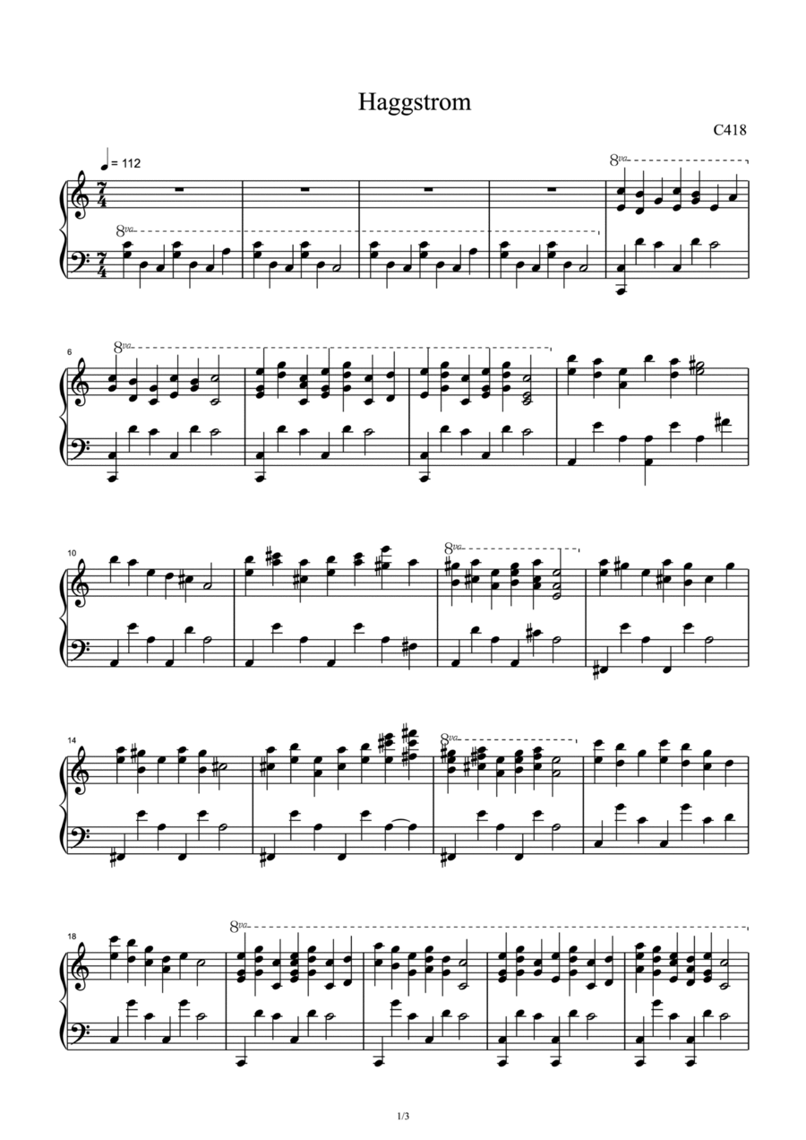 Haggstrom Piano Solo scores gallery preview page 1