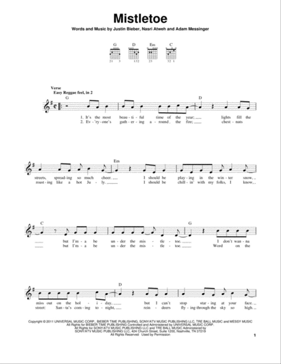 Mistletoe Acoustic Guitar scores gallery preview page 1