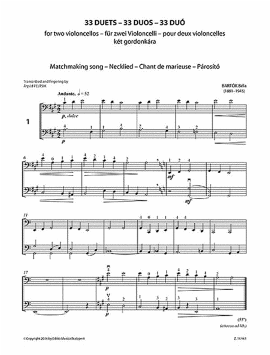 33 Duets for Two Violoncellos String Duet scores gallery preview page 2