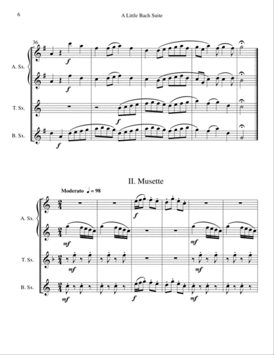 A Little Bach Suite - Saxophone Quartet Saxophone Quartet scores gallery preview page 6
