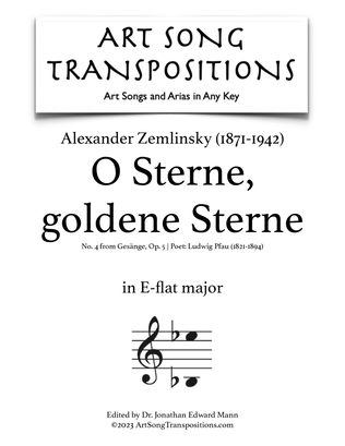 Book cover for ZEMLINSKY: O Sterne, goldene Sterne, Op. 5 no. 4 (transposed to E-flat major)