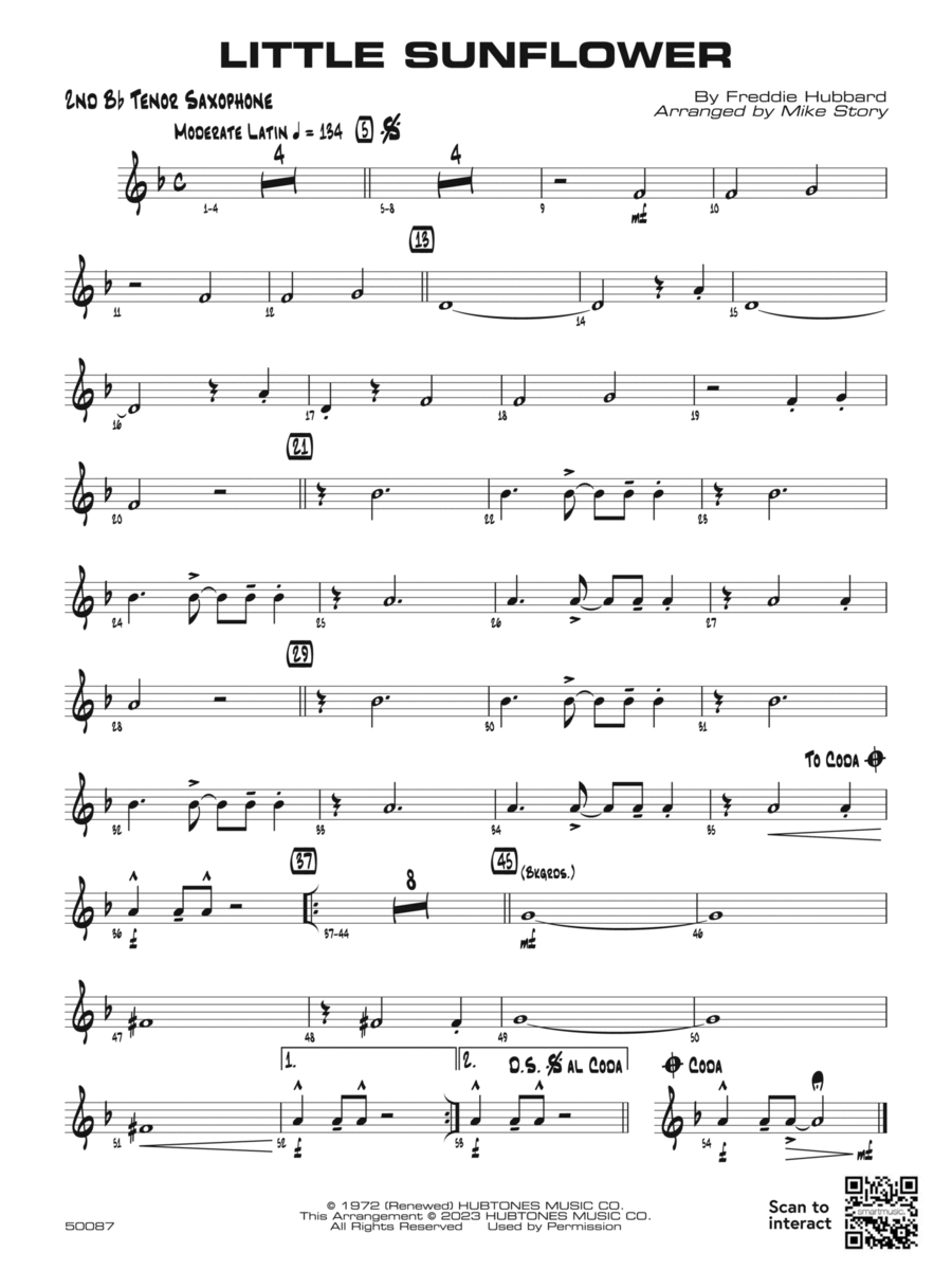 Little Sunflower: 2nd B-flat Tenor Saxophone Jazz Ensemble scores gallery preview page 1